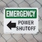 Signmission Power Shutoff (Left Arrow) With Symbol, 24 in W x Rectangle, Plastic OS-2PACK-EM-P-1824-L-10408 - alternate 6
